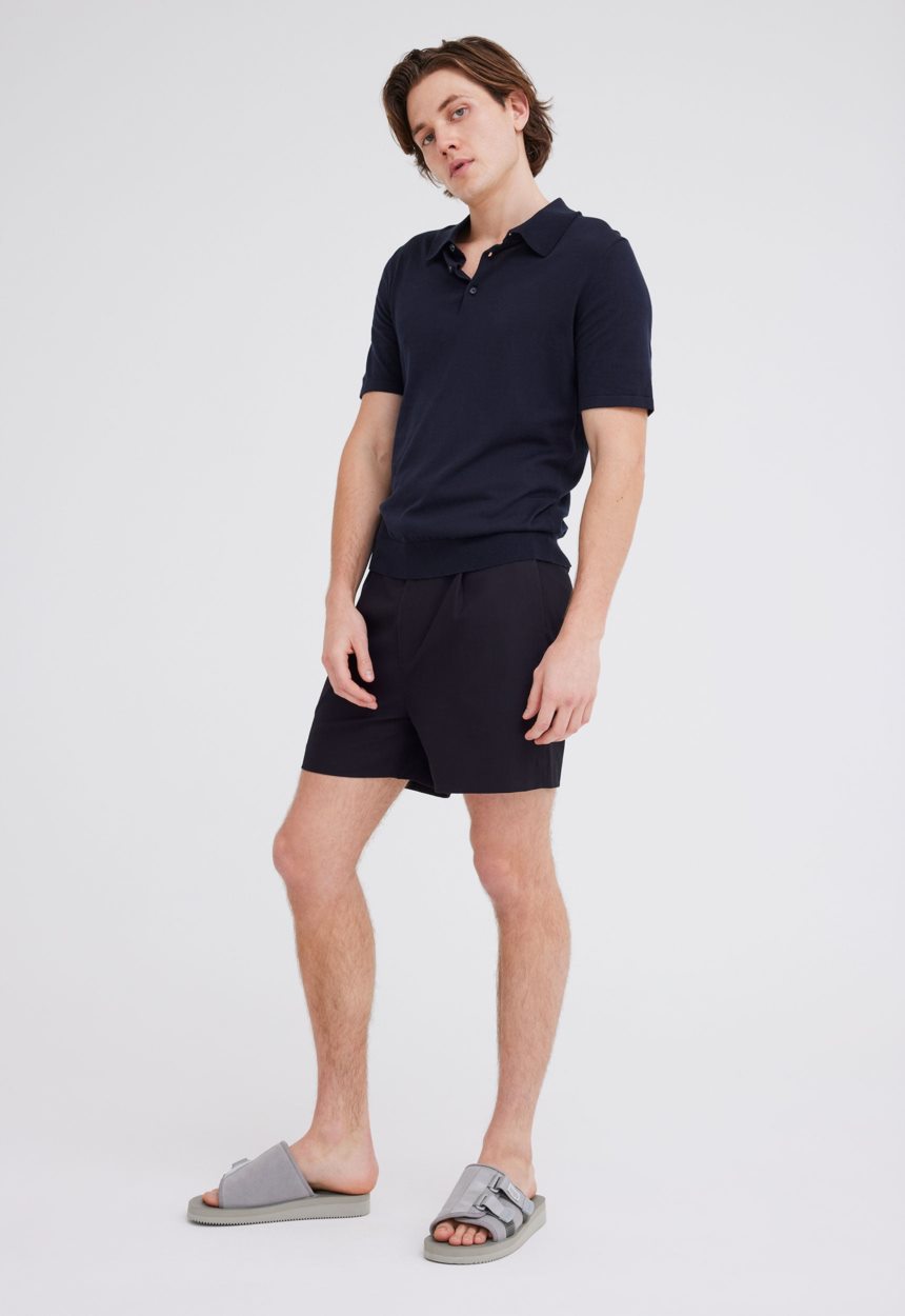 Jac + Jack Pointier Knitted Cotton Polo - Darkest Navy